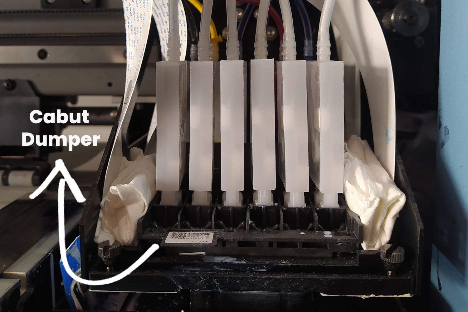 Nozzle / printhead yang tersumbat dan tidak bisa menyalurkan tinta.