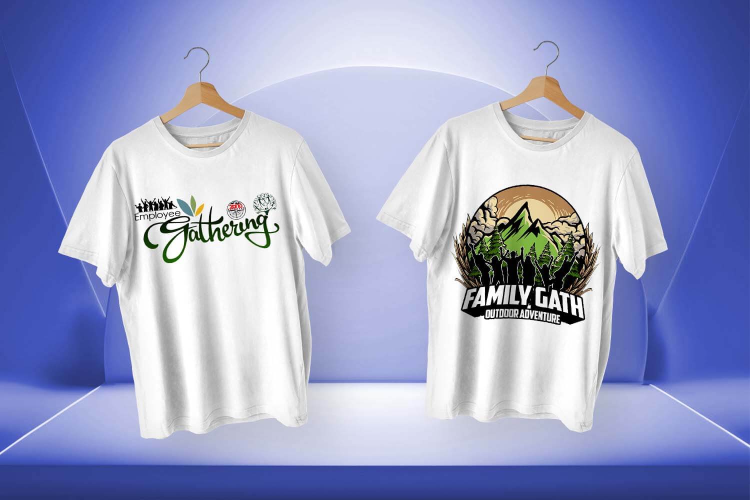 Kaos bertema gathering perusahaan dalam cetak digital printing