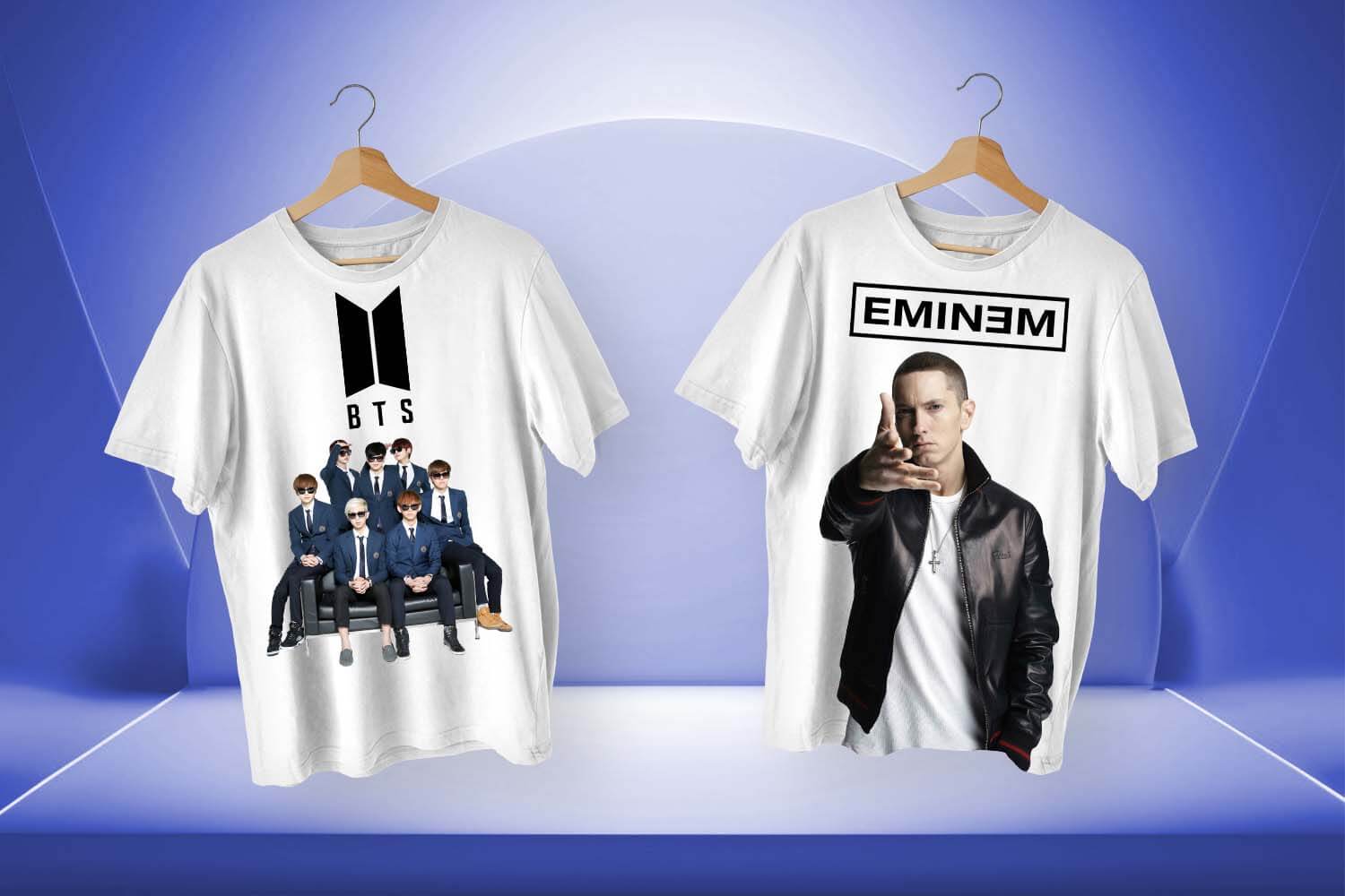 desain kaos sablon tema idol kpop atau artis luar negeri