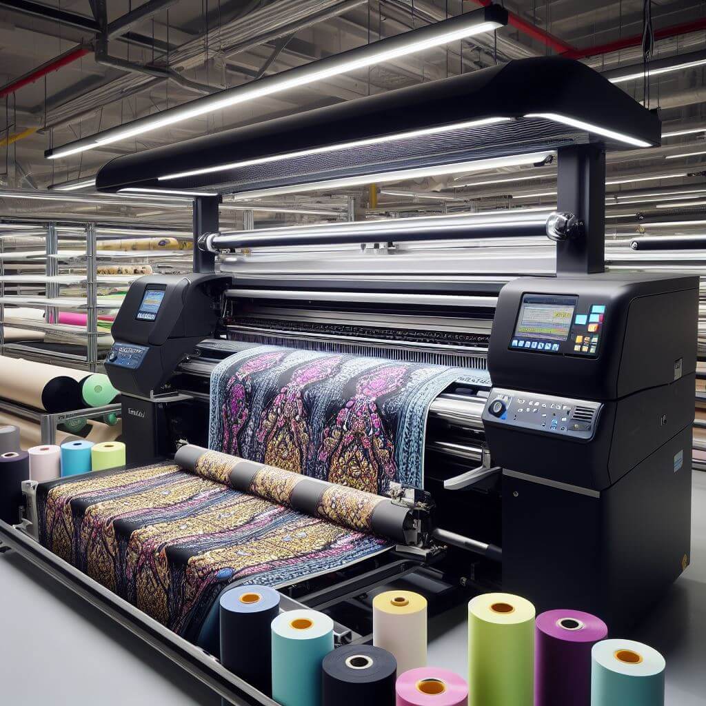 Printer sublim cetak hijab dalam jumlah besar.
