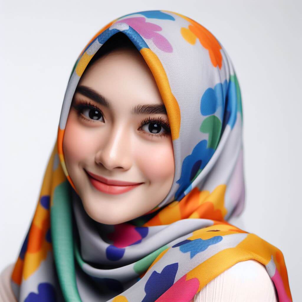 Warna hijab cerah hasil cetakan printer sublim.