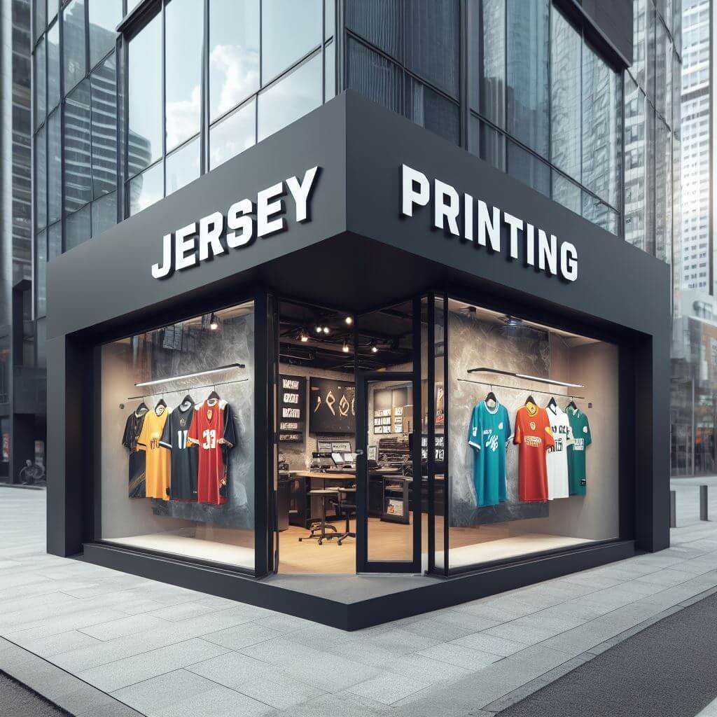 Toko jersey printing di lokasi strategis menarik pelanggan.