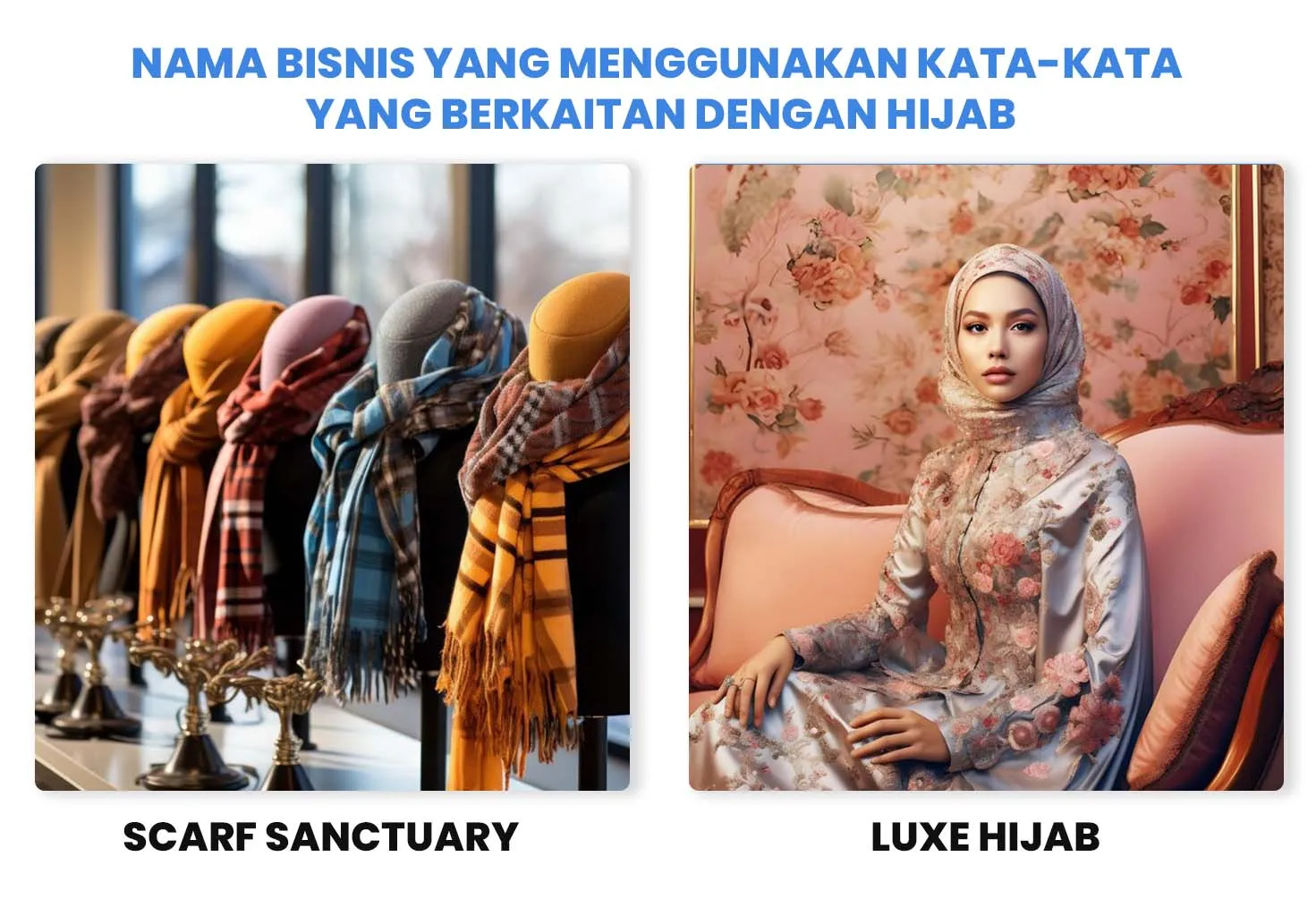 Scarf Sanctuary dan Luxe Hijab menampilkan koleksi hijab dan scarf yang elegan untuk pasar busana Muslim.