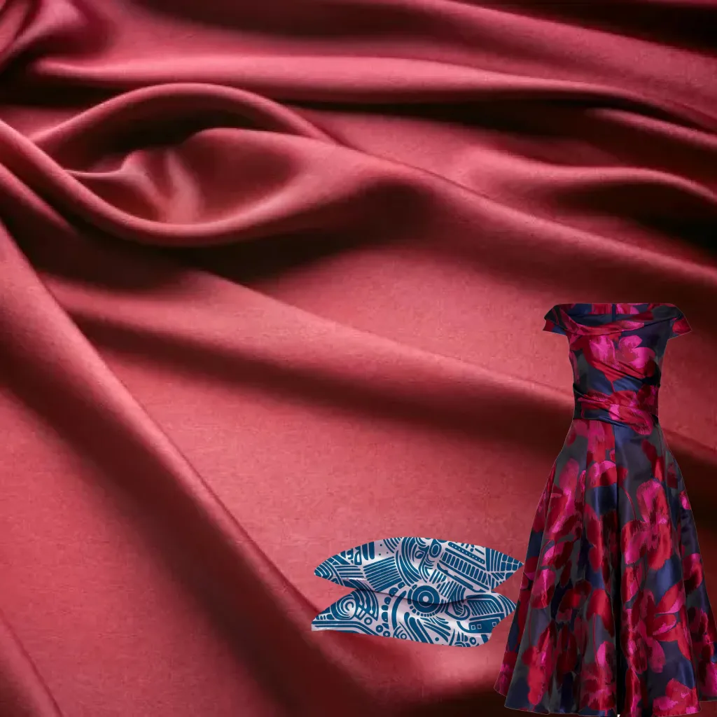 Close-up dari kain satin polyester halus dan mengkilap untuk pencetakan sublimasi.