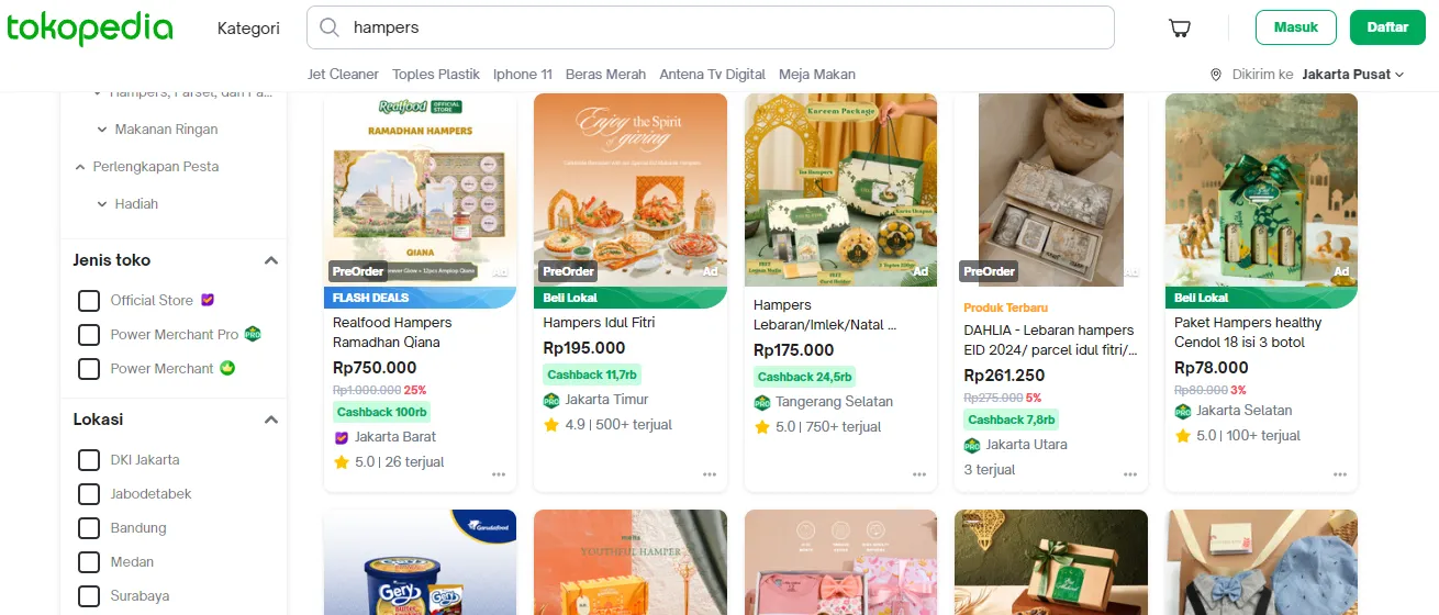 Memanfaatkan media sosial dan e-commerce untuk pemasaran bisnis hampers Lebaran.