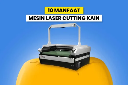Mesin laser cutting memotong kain dengan presisi.