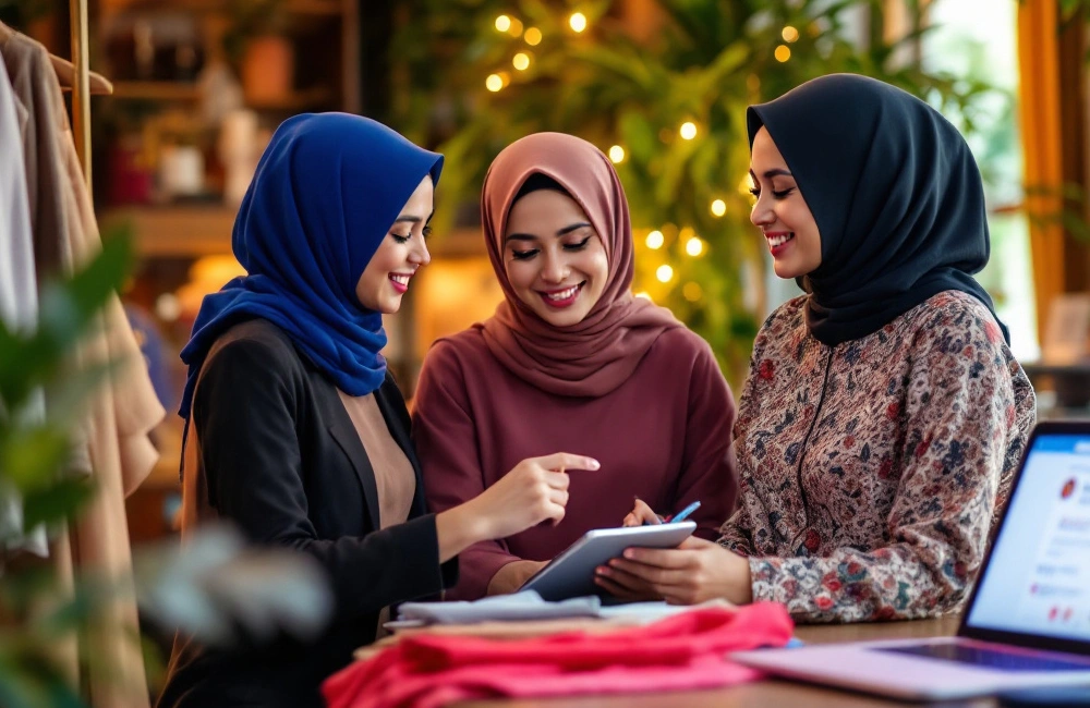 Seorang pebisnis sedang mengumpulkan feedback pelanggan.