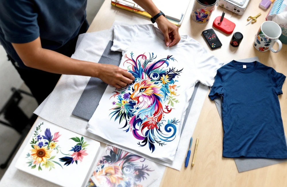Desain dicetak pada transfer paper.