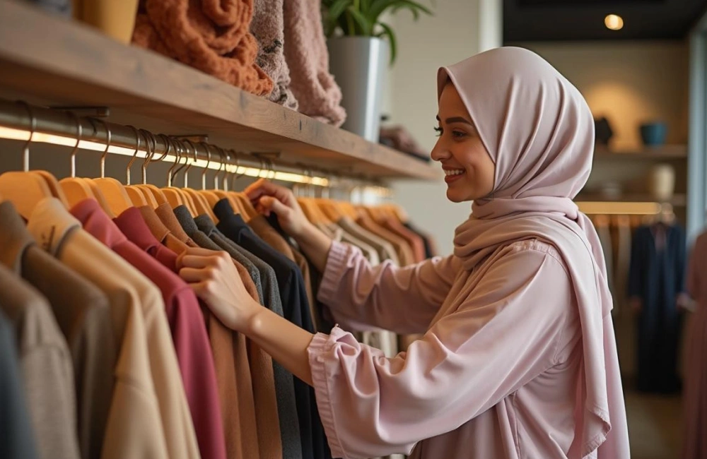 Pelanggan sedang memilih produk hijab Anda.