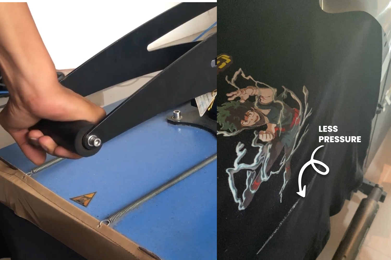 Adjusting pressure for accurate heat press printing