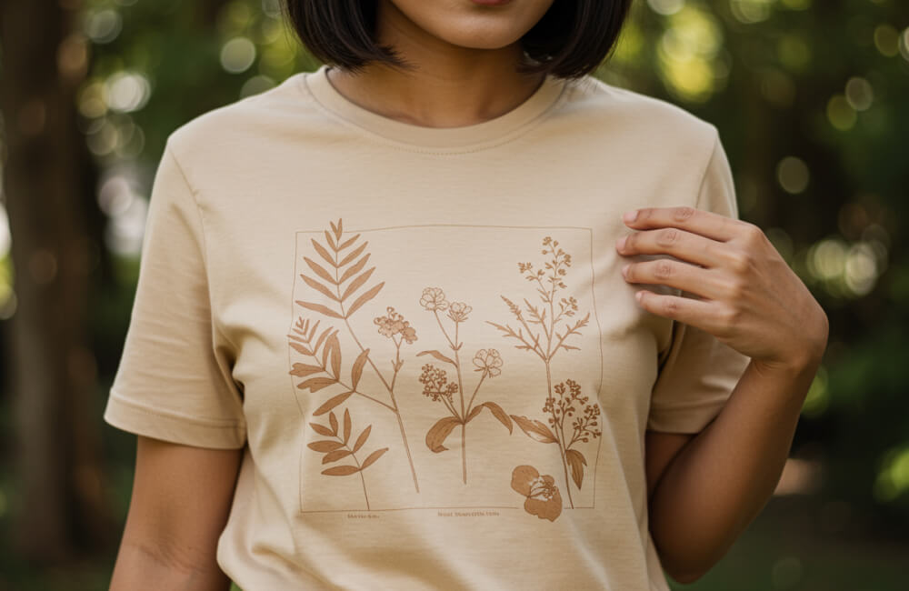 Desain kaos dengan gambar Nature Elements
